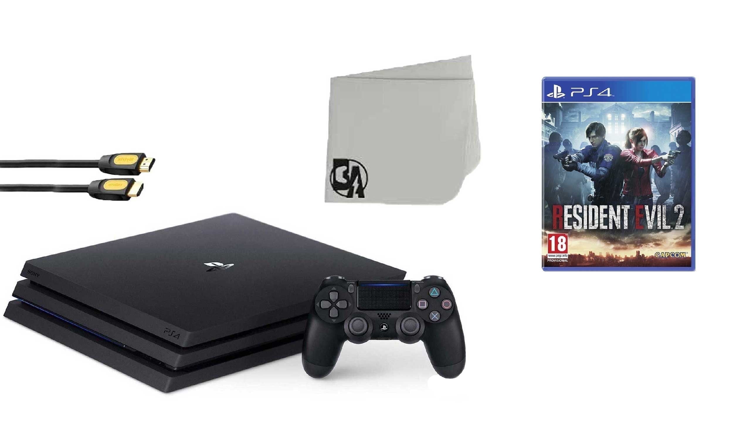 Restored Sony PlayStation 4 PRO 1TB Gaming Console Black with Resident Evil 2 BOLT AXTION Bundle (Refurbished)